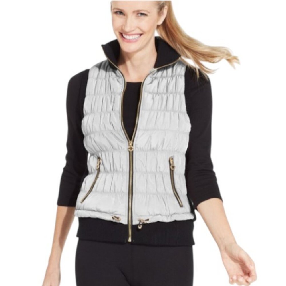 Calvin Klein Performance white and black quilted sleeveless puffer vest size S